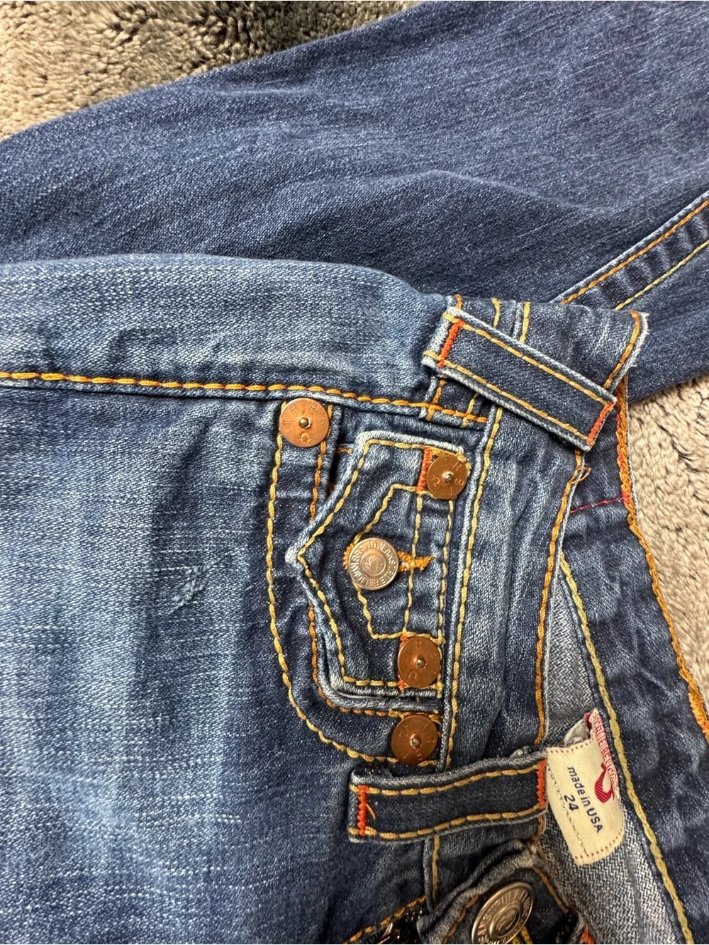 Vintage True Religion Joey Big T Jeans 24 Made USA Y2K